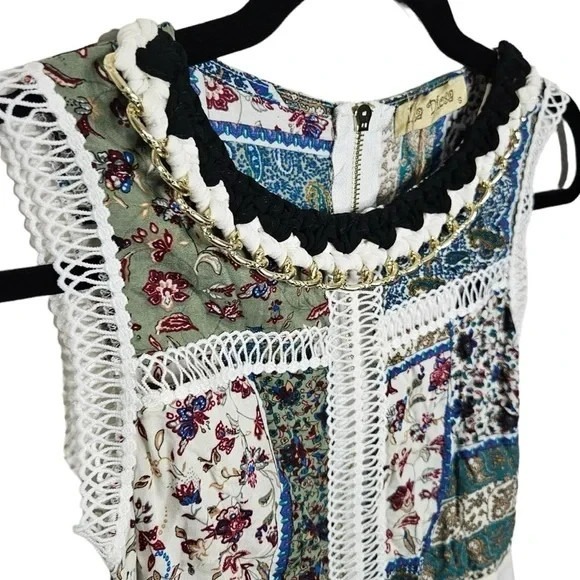 NWT La Diosa Patchwork Boho Maxi Dress Size S cottagecore Bohemian Boho Chic - Picture 7 of 12
